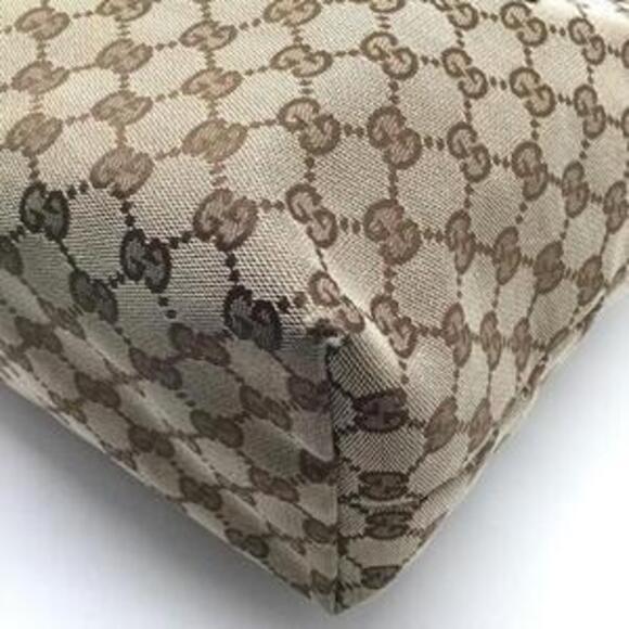 Gucci Tote Bag Charm Canvas Vernis Patent Leather Beige Brown - Picture 6 of 8